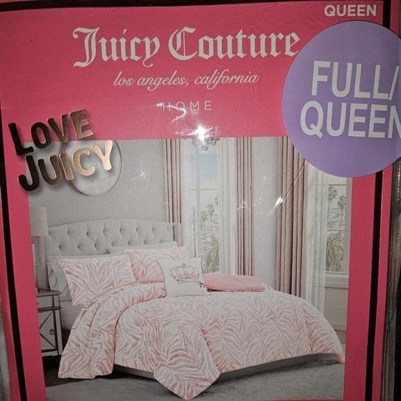 Juicy Couture Pink Plush Zebra Print Comforter Set Queen - Picture 3 of 5